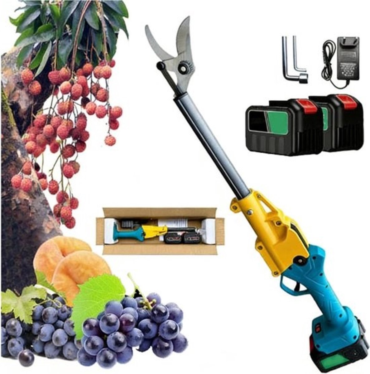 Elektrische Snoeischaar - Draadloze Snoeischaar Telescoop - Takken Snoeien - Krachtige Borstelmotor - 70 cm - Zwart