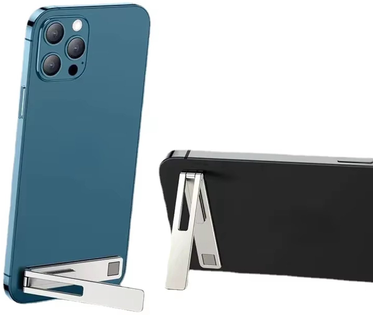 2 Stuks Magnetische Telefoonhouder Bureau – Ultradunne Opvouwbare Smartphone Standaard, Universele Mobiele Telefoonstandaard - Zilver