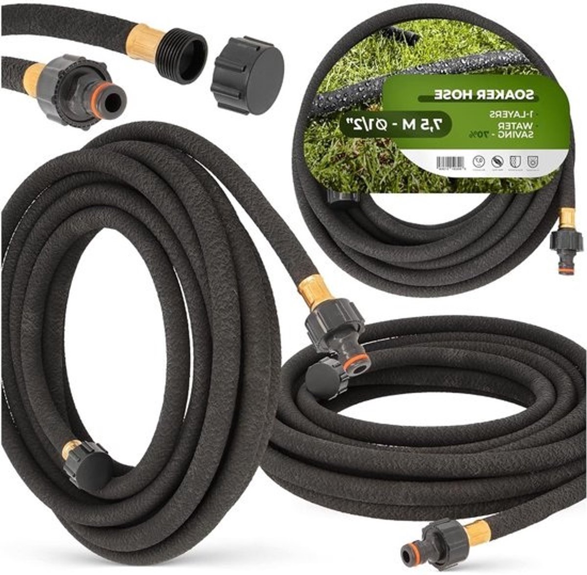 Irrigatieslang - Druppelslang - Planten water geven - Waterbesparend - 75 meter - Zwart