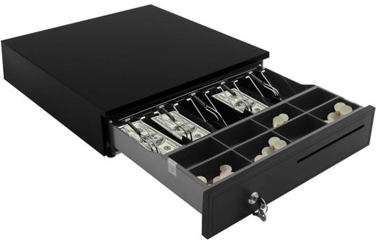 Kassalade - Geldlade Kassa - Geld Organiseren - 3 Ontgrendelingswegen - 425 x 405 x 10 cm - Zwart