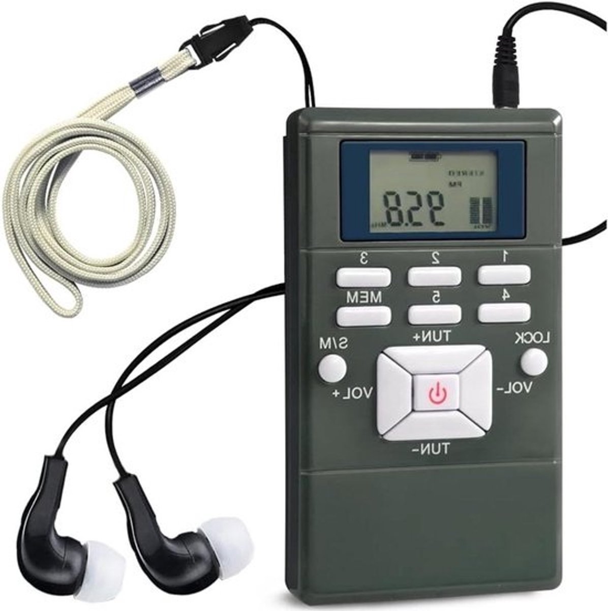 Draagbare FM Radio - Zakradio Stereo - Wandelen Hardlopen - Digitaal Display - 110 Gram - Zwart