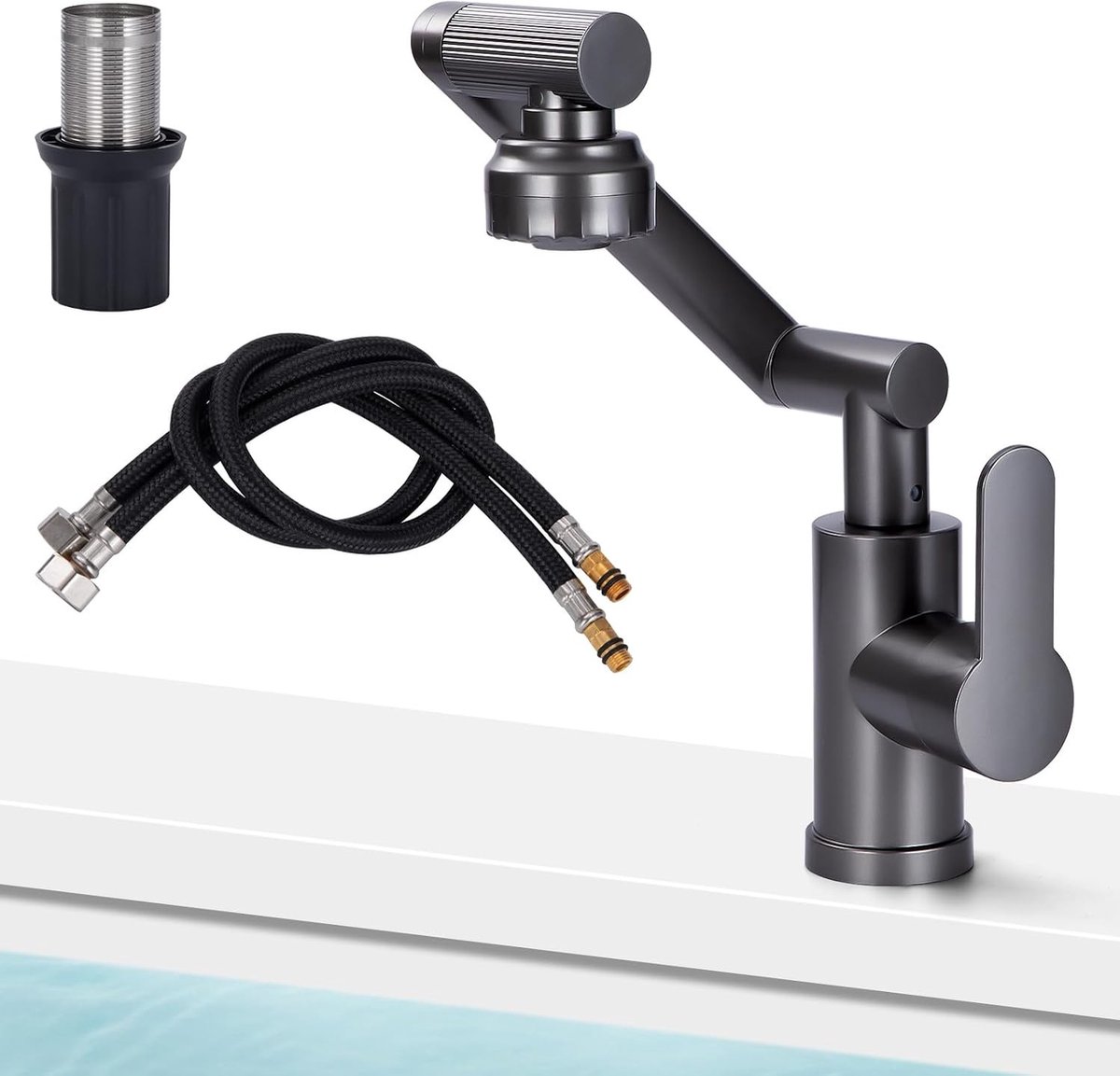 Kraan voor Badkamer en Keuken met 360° Draaibare Uitloop en Modern Design voor Gemakkelijk Gebruik