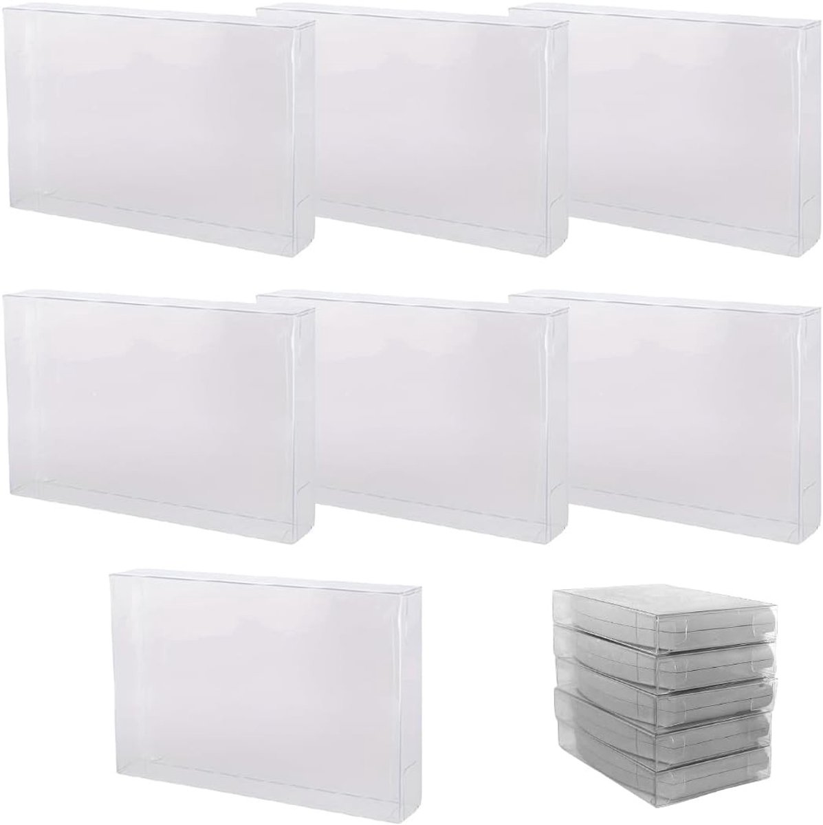 Set van 7 Transparante Beschermhoezen voor N64 Spellen, Display Cases, PET Beschermfilms 11.7 x 7.5 x 2 cm, Ideaal voor Verzamelaars en Bescherming
