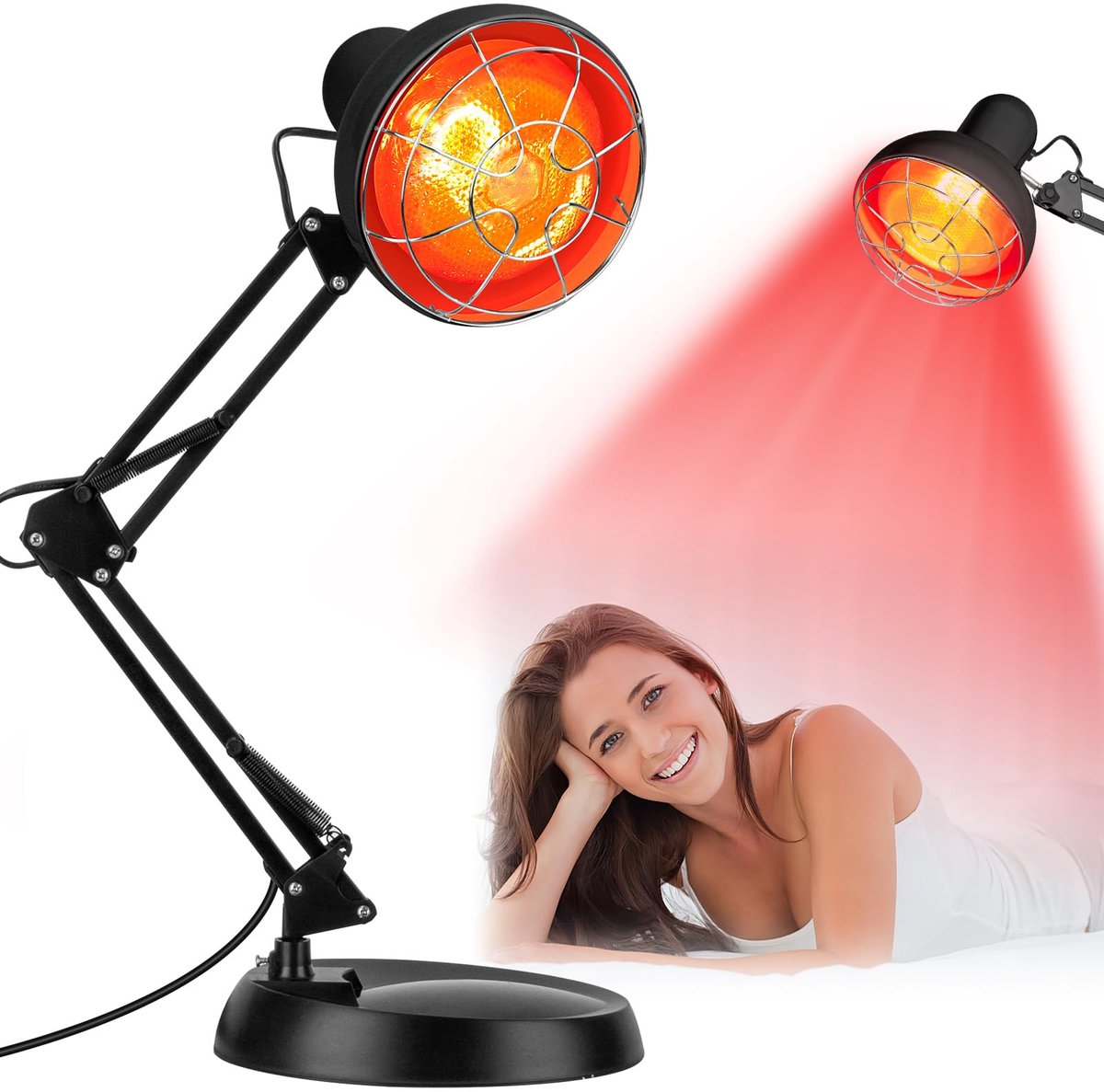 Infraroodlamp 150W – Verstelbare Warmtelamp – Instelbare Temperatuur – Timer 5-60 Min – Rood Licht