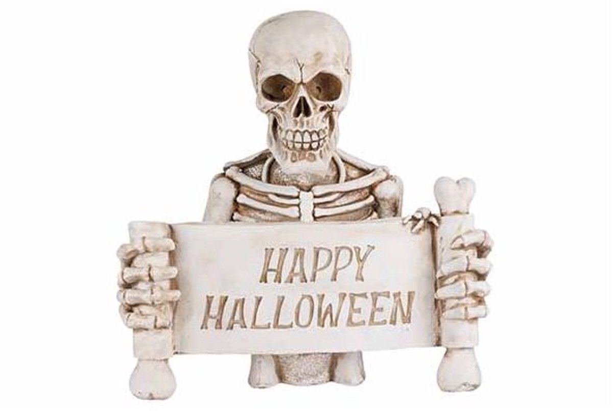 Skelet Happy Halloween Natuur 35x16xh35c M Keramiek