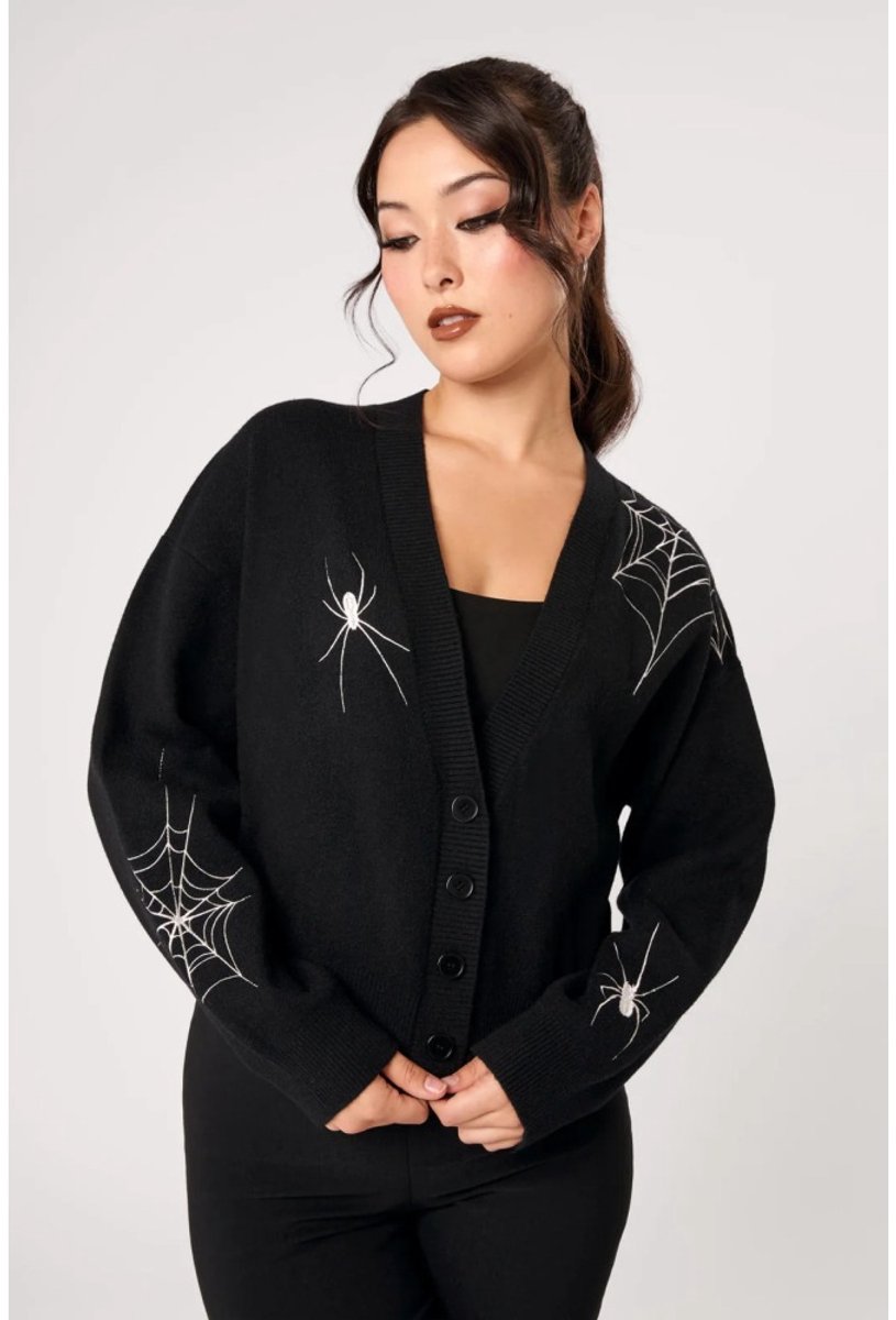 Hell Bunny - Spooked Cardigan - S - Zwart/Wit