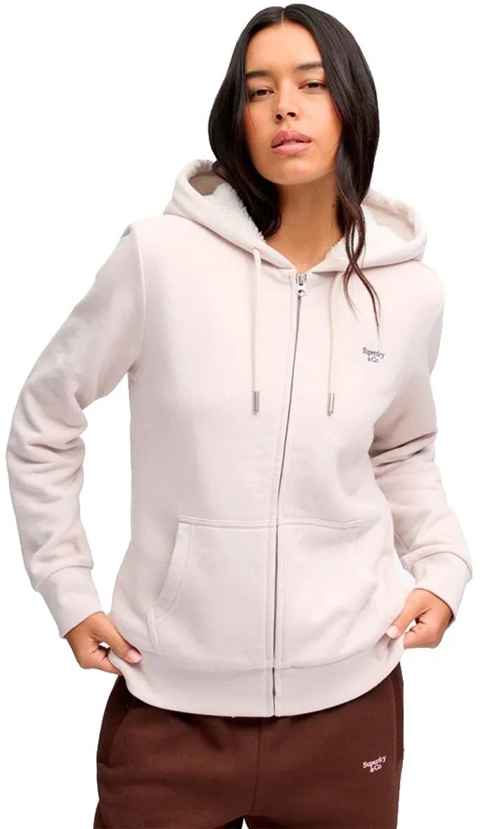 Superdry Signature Geborduurde Borg Zip Hoodie Dames Hoodies Grijs