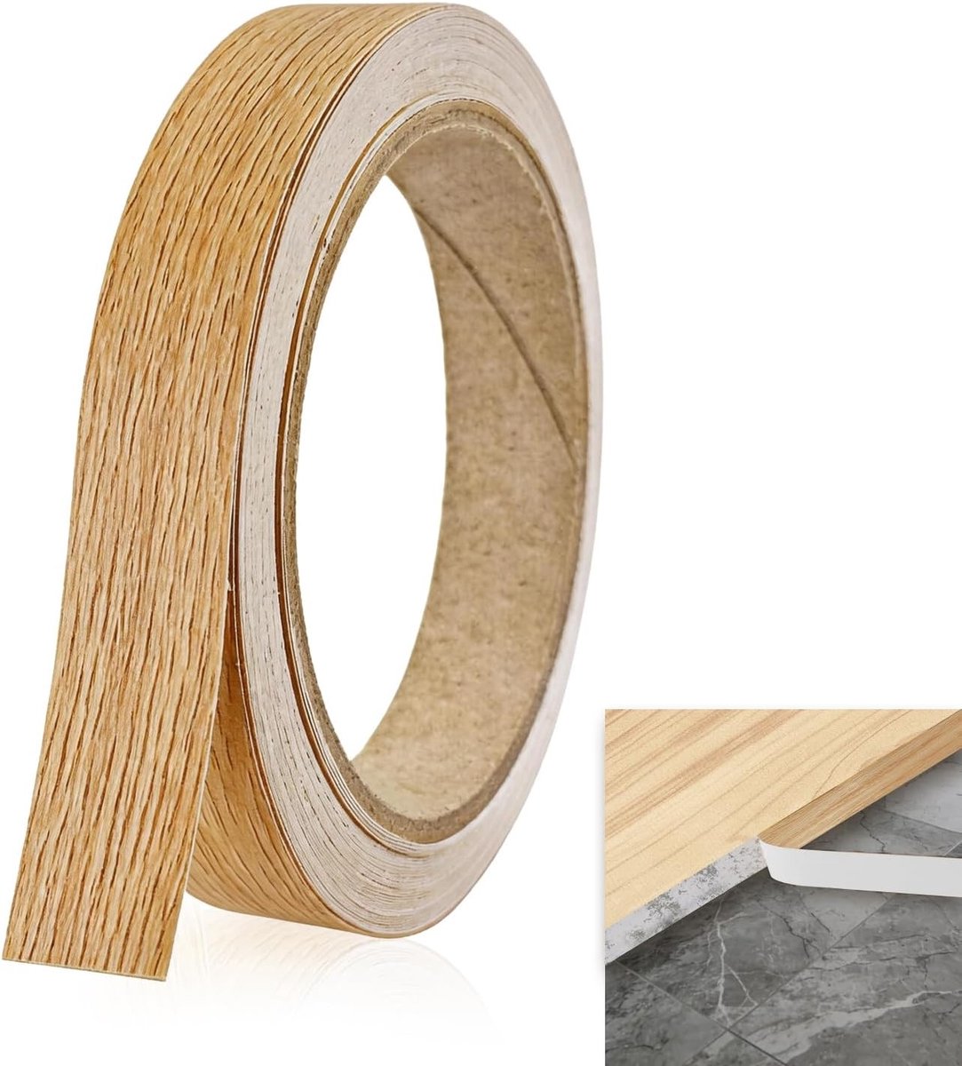 Zelfklevende Kantband Houtlook 10m x 2cm, PVC Afwerking voor Keukenbladen, Meubels en Interieurdecoratie, Glad Oppervlak