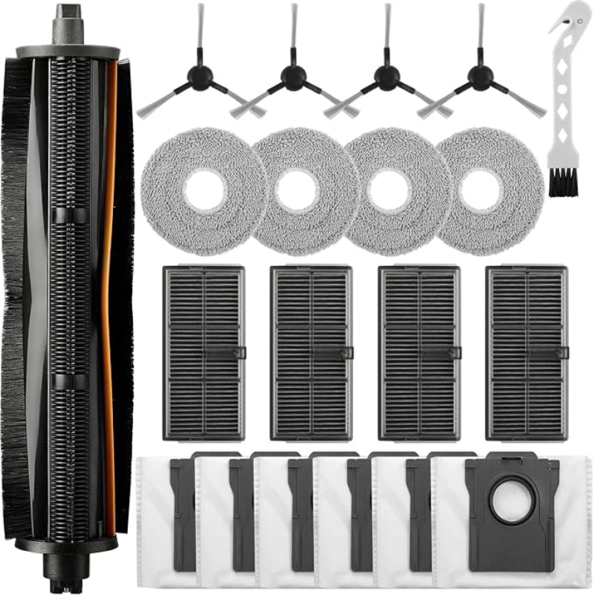 Vervangingsset accessoires voor Dreame L10s Pro Ultra Heat, L10s Ultra Gen 2, X30 Ultra, Mova E30 Ultra – 1 hoofborstel, 4 zijborstels, 4 HEPA-filters, 4 doekjes, 6 stofzakken