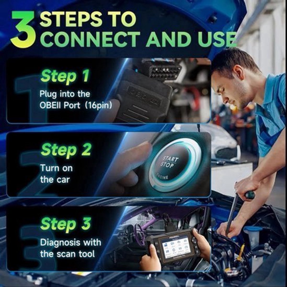 OBD2 Scanner – Auto Diagnosetool – Foutcode Lezer – Diagnosescanner – Auto Scanner – Draadloze Updates – 4,3-Inch Kleurenscherm