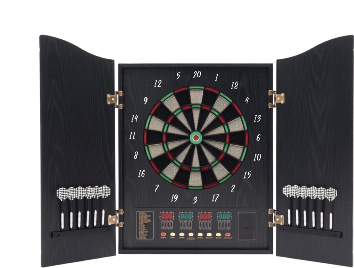 G&G dartbord - Dartborden - Elektronisch - Verlichting - Incl. 12 dartpijlen - Dart shafts - 88 Dartpunten - Ø 42 - 50x69x11cm