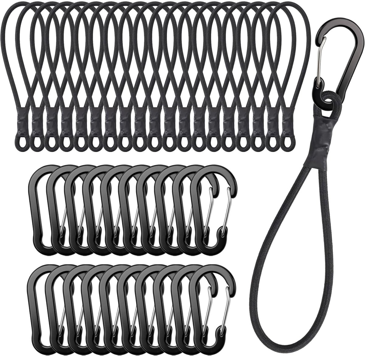 Bungee Cords met Haak - Set van 20 Stuks - 20 cm