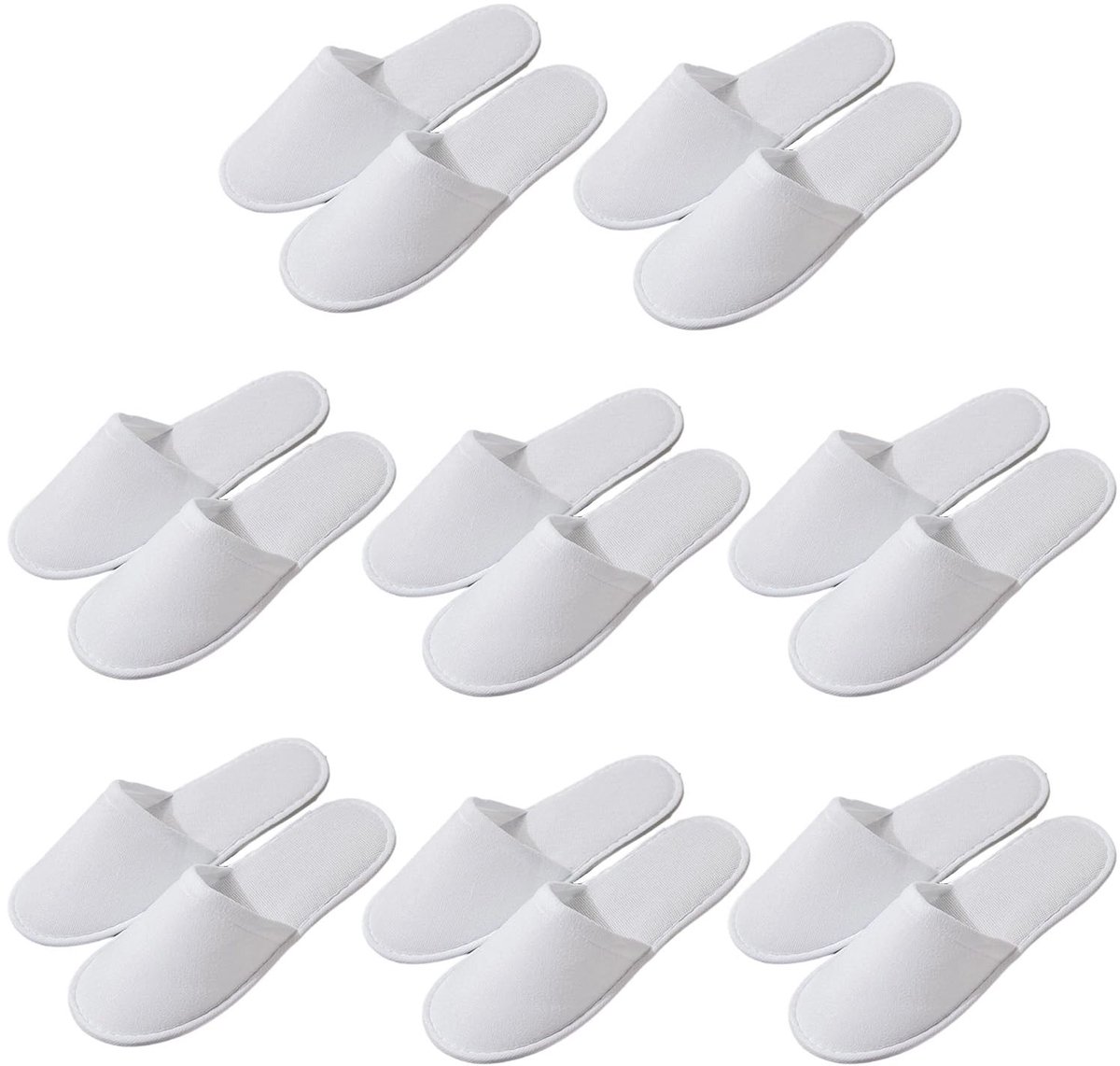 Set van 5 paar antislip gastenpantoffels - 6 mm dik fluweel - wit