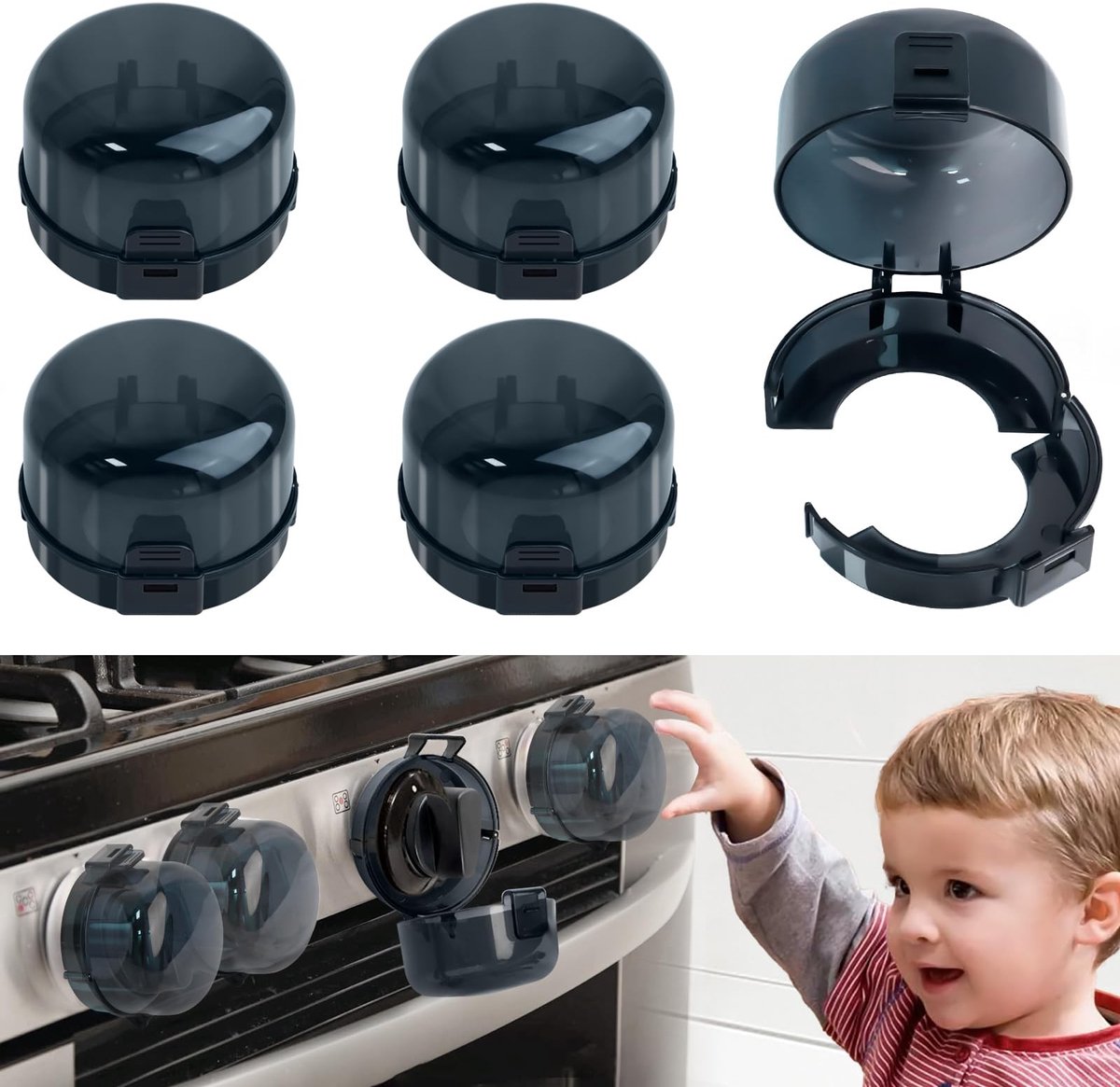 Veiligheidscovers voor gasfornuisknoppen - Babyproofing set van 5