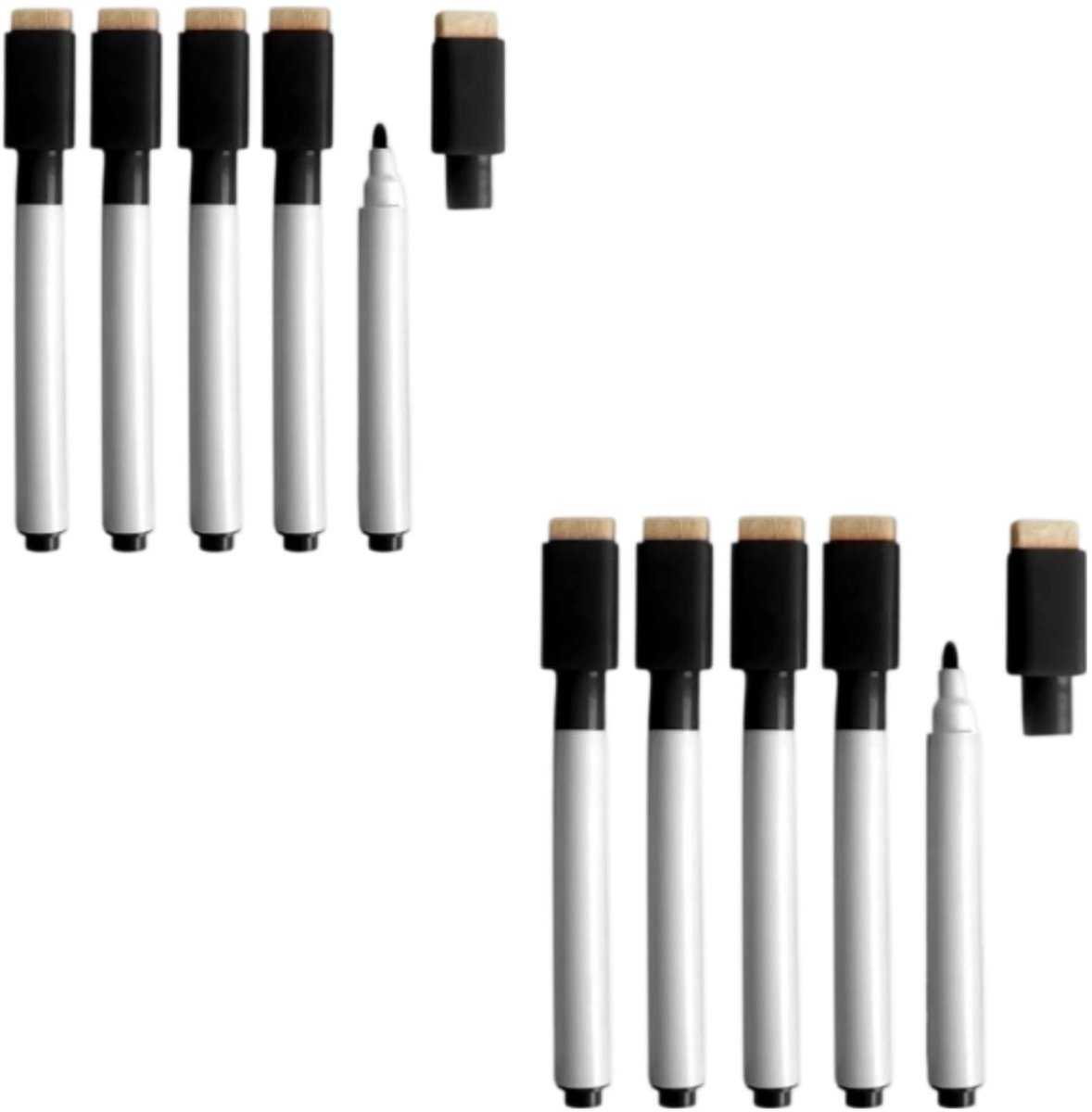 10 Stuks Drooguitwisbare Markers - Zwart met Gumdop