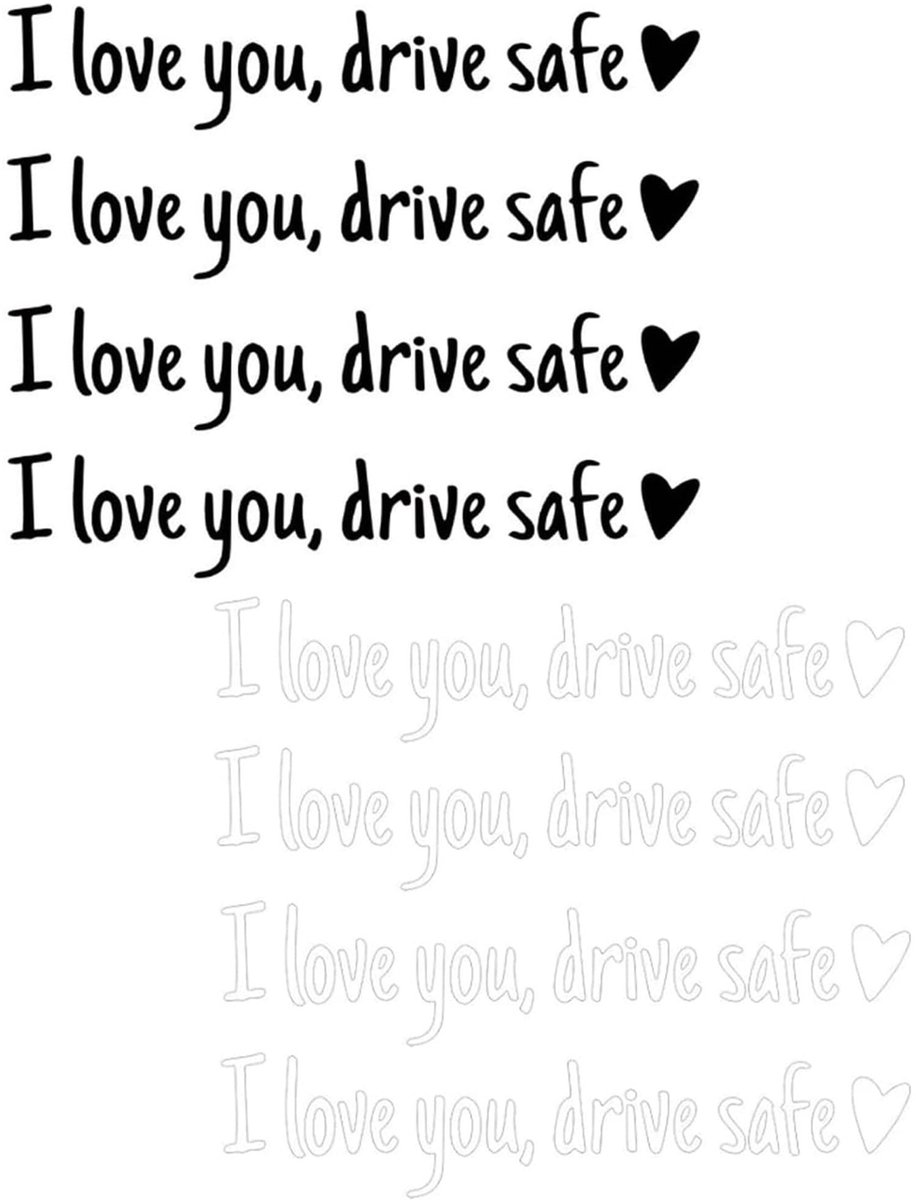 I Love You Drive Safe Spiegelstickers - 10 Stuks Zwart en Wit