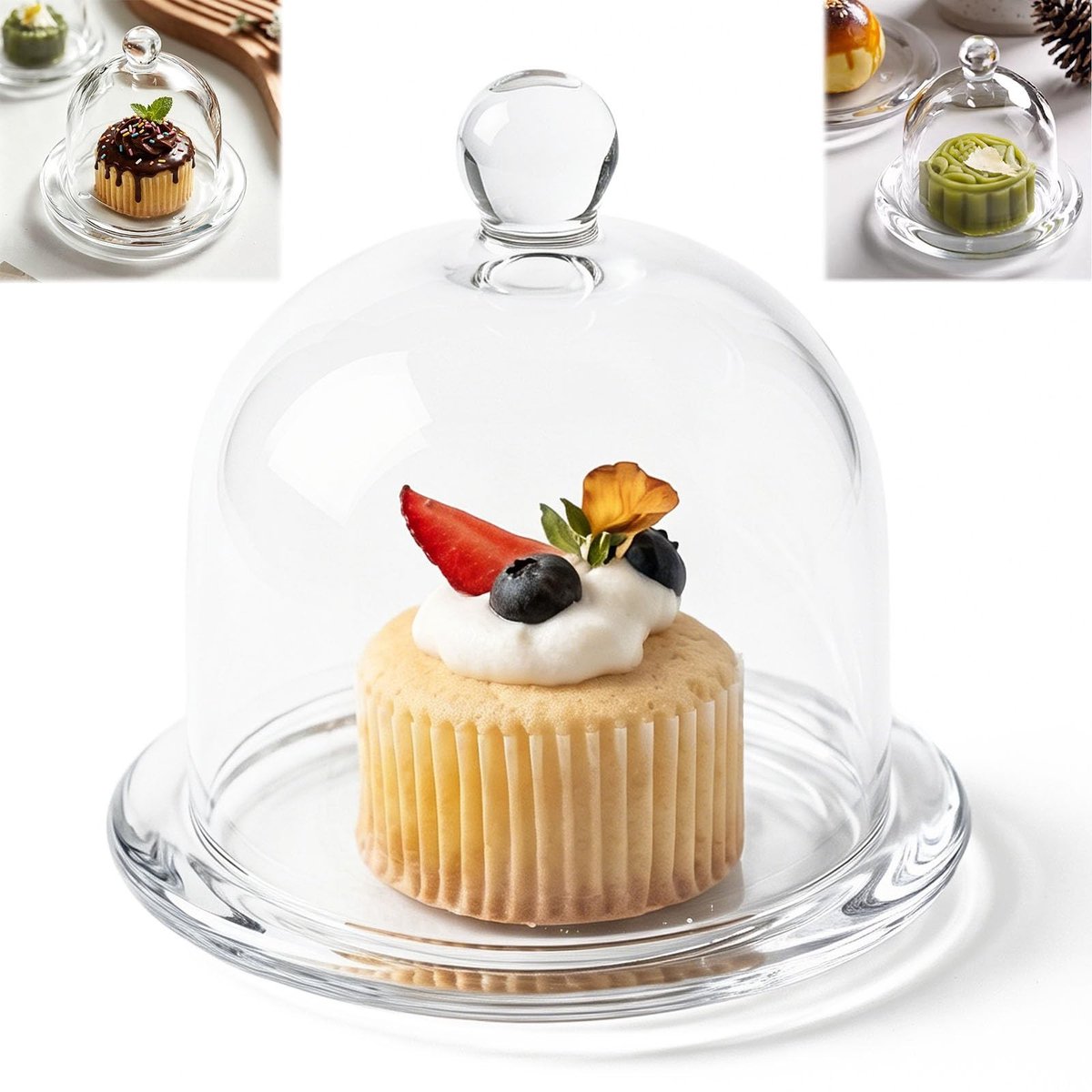 Taartbel van glas - 9,3 cm - Transparante bescherming