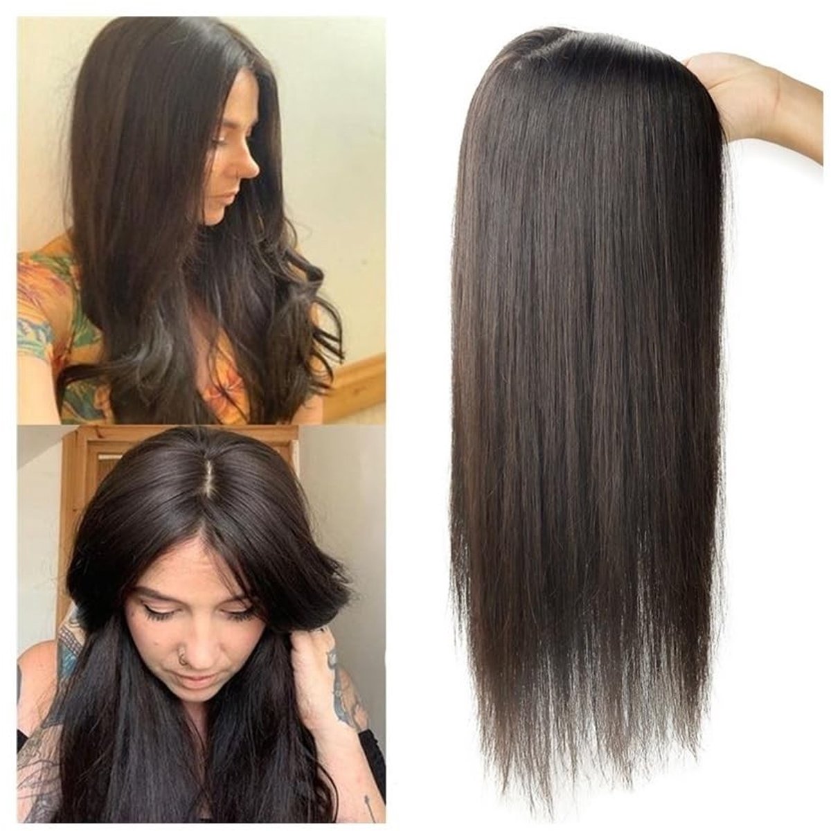 Haar Topper - 10-24 Inch - Zijde Basis