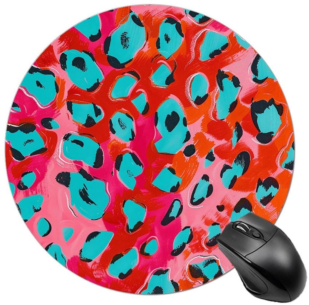 Ronde muismat met luipaardprint - Waterdicht en antislip