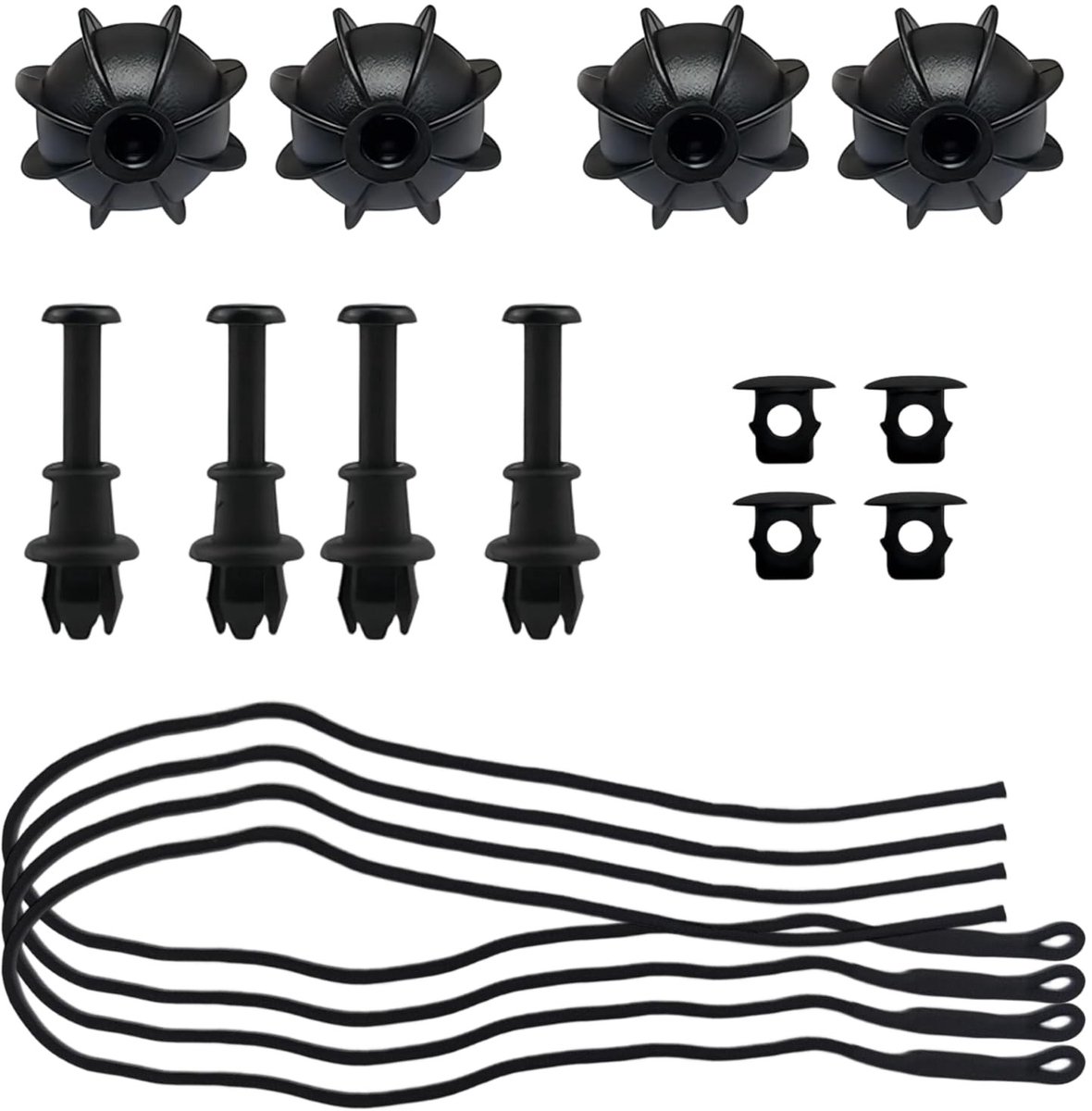 Set van 4 Kofferruimte Houderbanden - Zwart