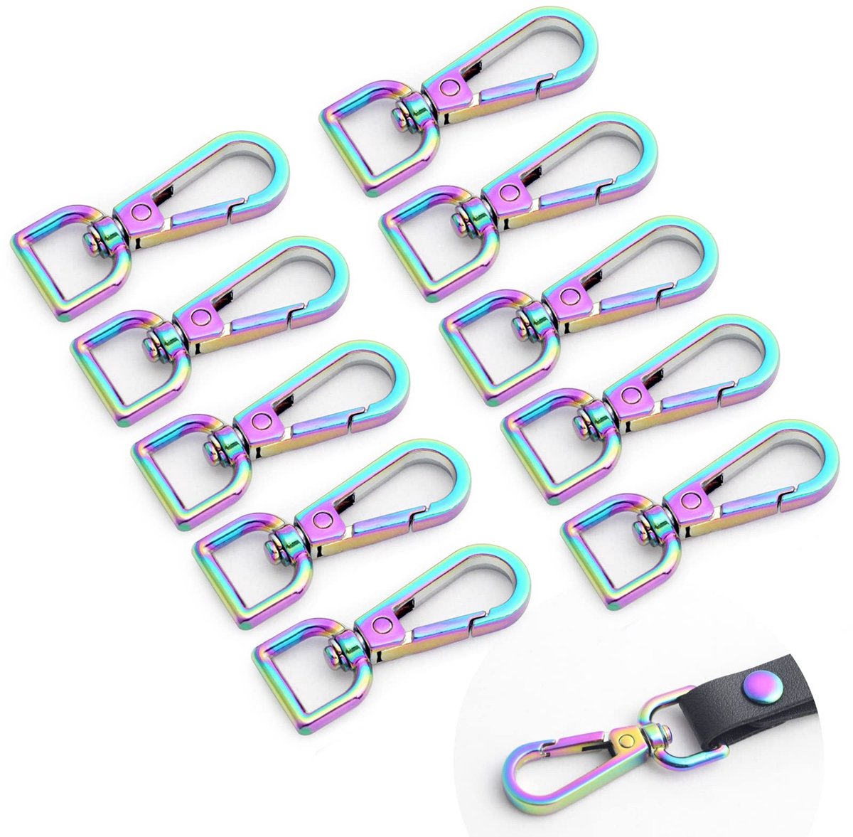 Metalen Draaibare Haken - Regenboog Kleur - 10 Stuks