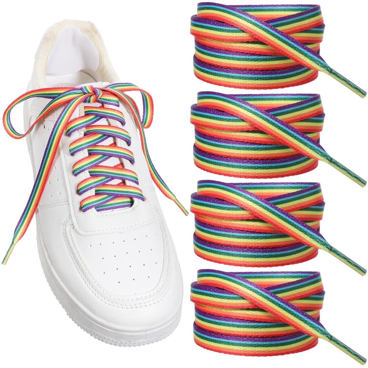 4 Paar Regenboog Veters - Polyester - 140 x 1 cm