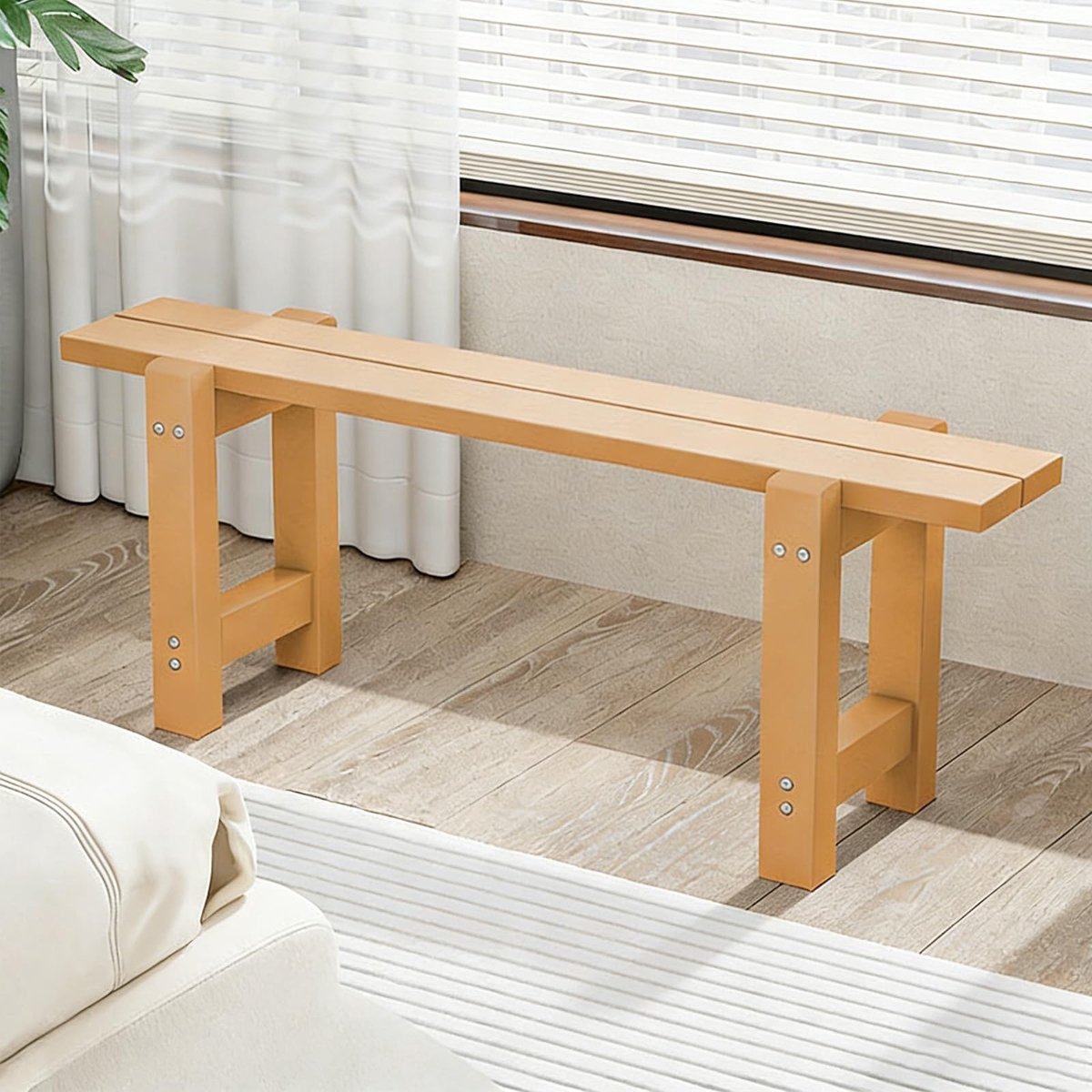 Houten Buitenbank zonder Rugleuning - Geel 120x30x45cm