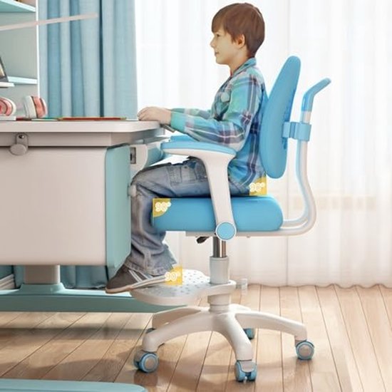 Ergonomische Kinderstudie Stoel - Hoogte Verstelbaar - Blauw — afbeelding 2