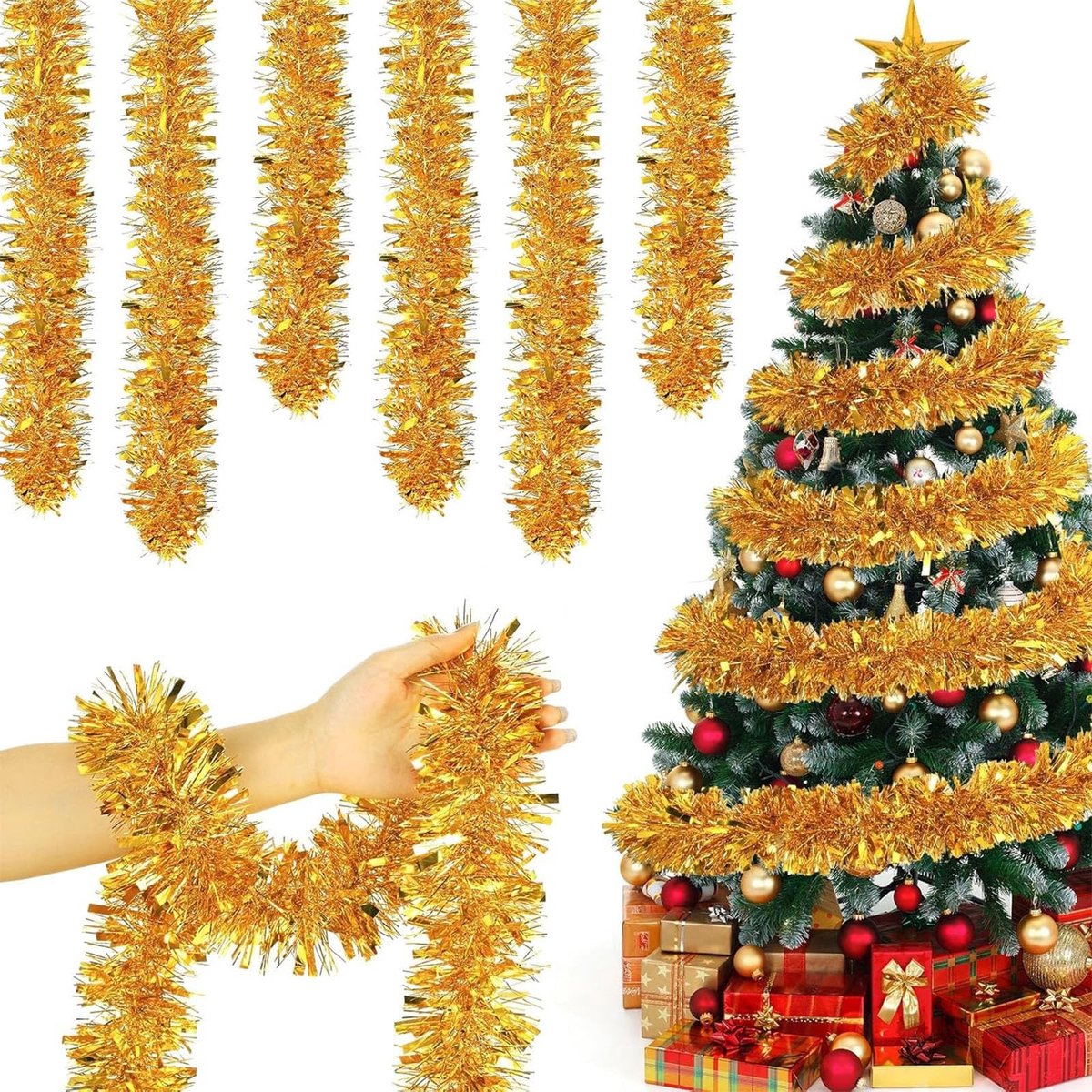 Lametta Garland - 6 Stuks - 2 Meter Lang - Goud