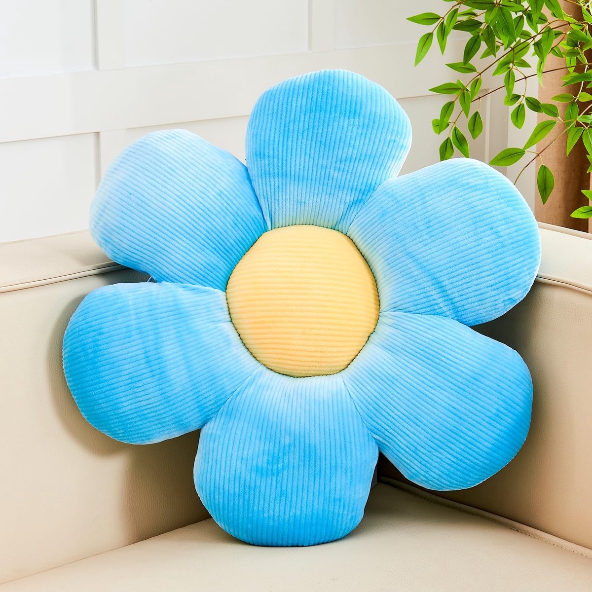 Bloemvormig Kussen - Zacht 14,9 Inch Decoratief Kussen - Blauw