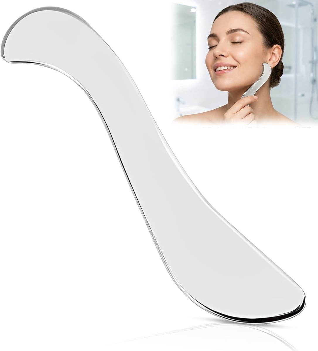 S-vormige Gua Sha Massage Bar van RVS voor Gezichts-, Hals- en Lichaamsverzorging, Multifunctionele Tool voor Lifting en Ontspanning