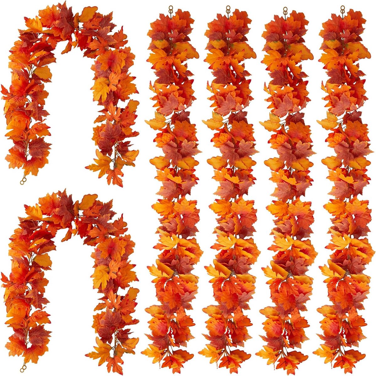KZQ Set Van 4 Oranje Esdoornbladslingers 1,7 M – Herfstdecoratie Voor Halloween En Thanksgiving
