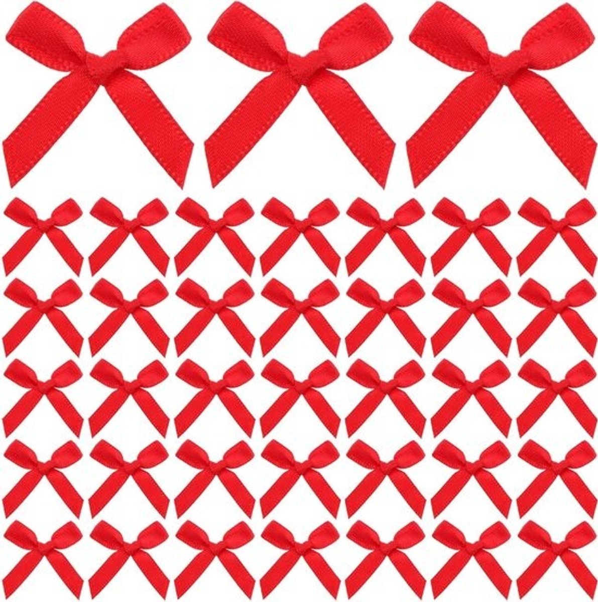 Mini Satijnen Strikjes - Decoratieve Strikken Kleine - Cadeaus Versieren - Voorgeknoopt Satijn - 5 x 4 cm - Rood