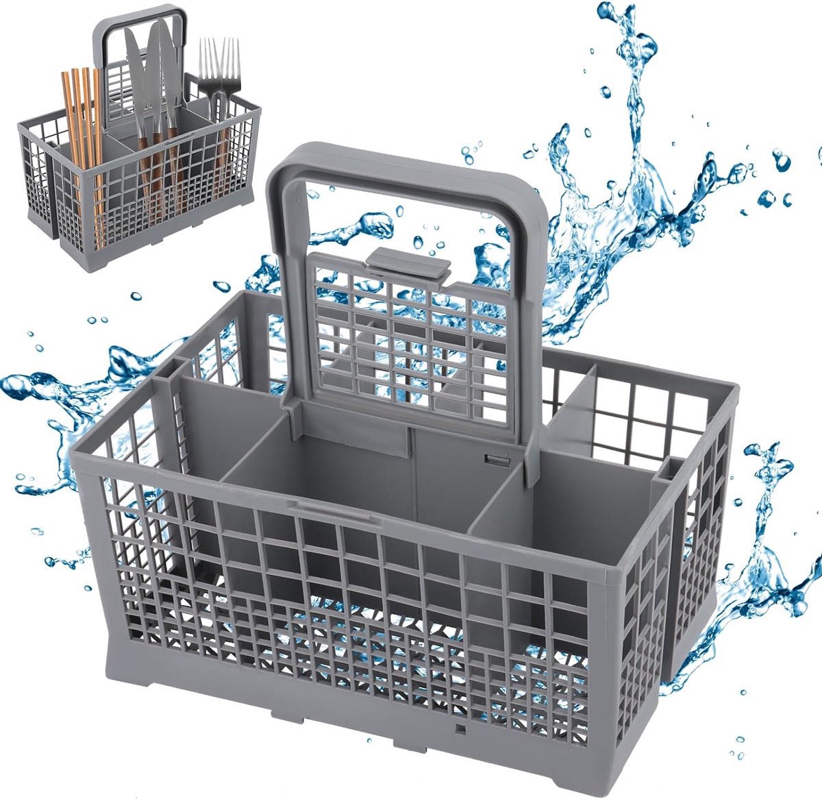 Bestekmand Vaatwasser - Universeel Bestekkorf - Bestekmand voor vaatwasser - Vaatwasmachine - Afwasmachine - Bestekbak - Bestekhouder - Bestekmandje Geschikt voor Whirlpool, Ariston, Bauknecht, Hotpoint, Ignis en Indesit - Grijs