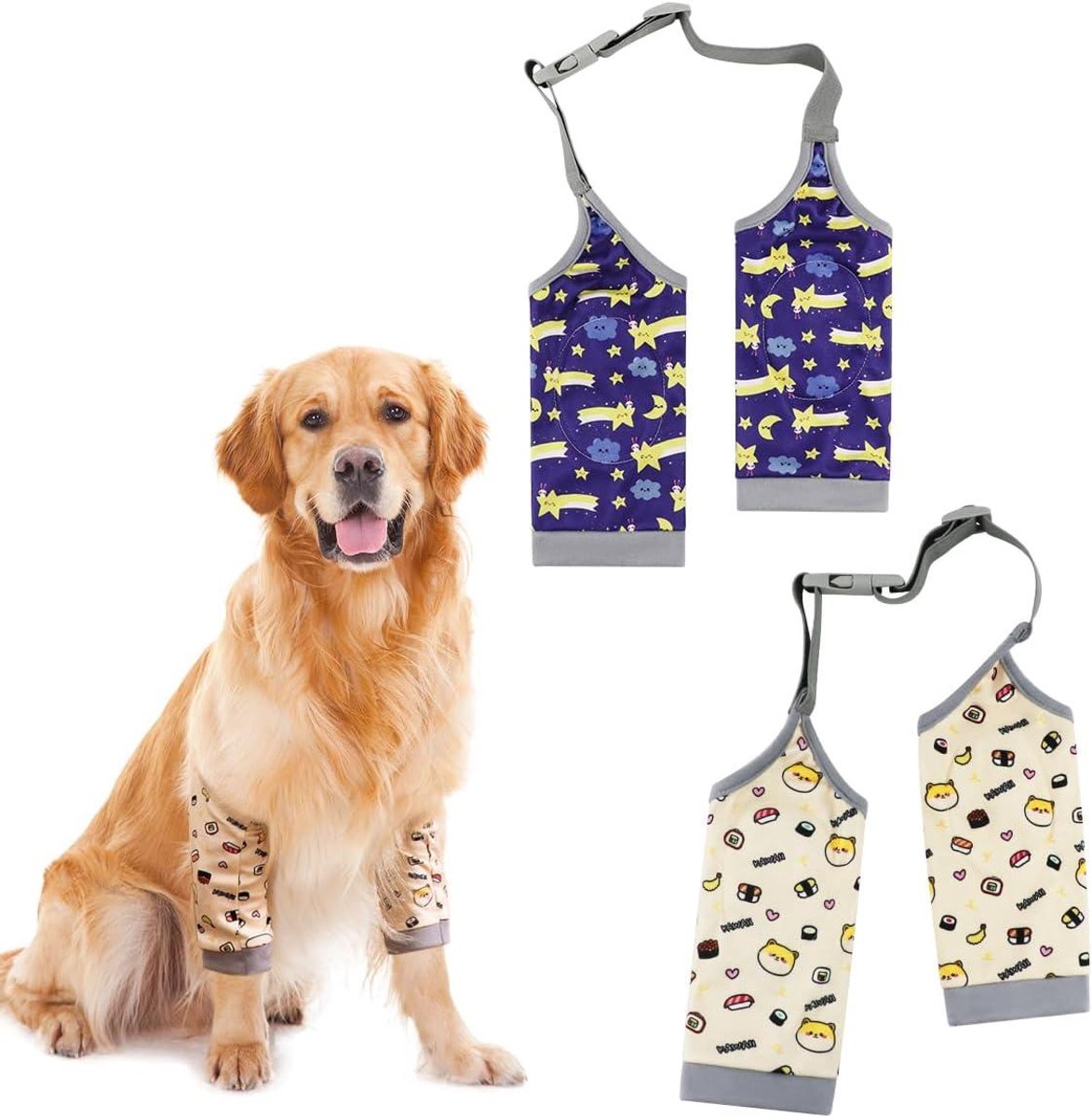 longziming - Set van 2 Elleboogbandages voor Honden - Beschermende Herstelmouwen voor Voor- en Achterpoten - Kniebandage en Pootbescherming voor Honden - Voor Middelgrote en Grote Honden - XL - Voor Herstel na Operatie