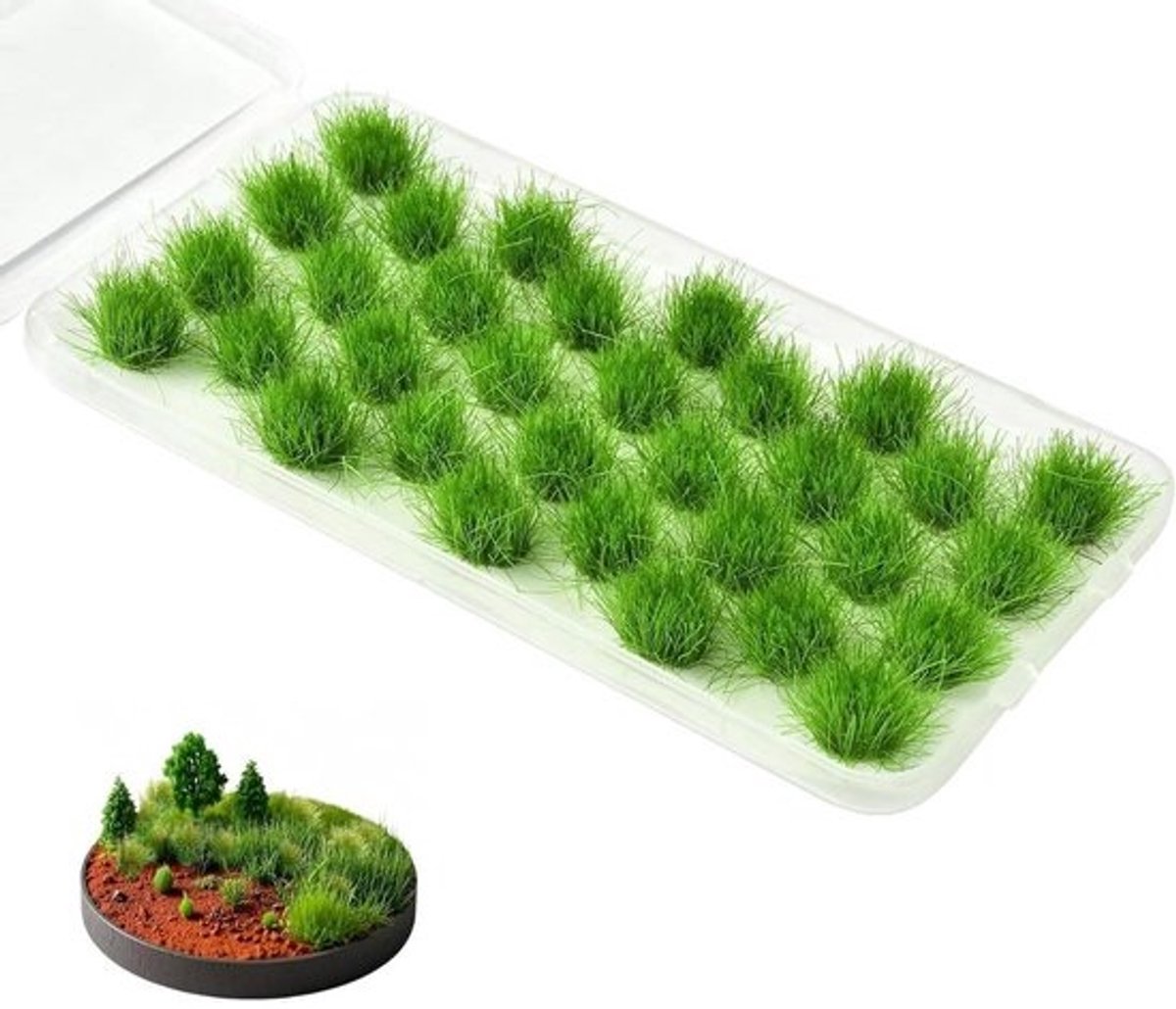 Statische grasbosjes - Miniatuur gras Harsgras - Landschap bouwen - Realistisch uiterlijk - 32 stuks - Groen