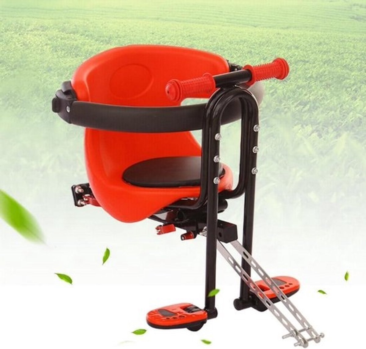 Fietskinderzitje Vooraan - Kinderzitje Fiets Baby - Veilig Fietsen - Met Geleiderailgreep - Tot 30 kg - Rood