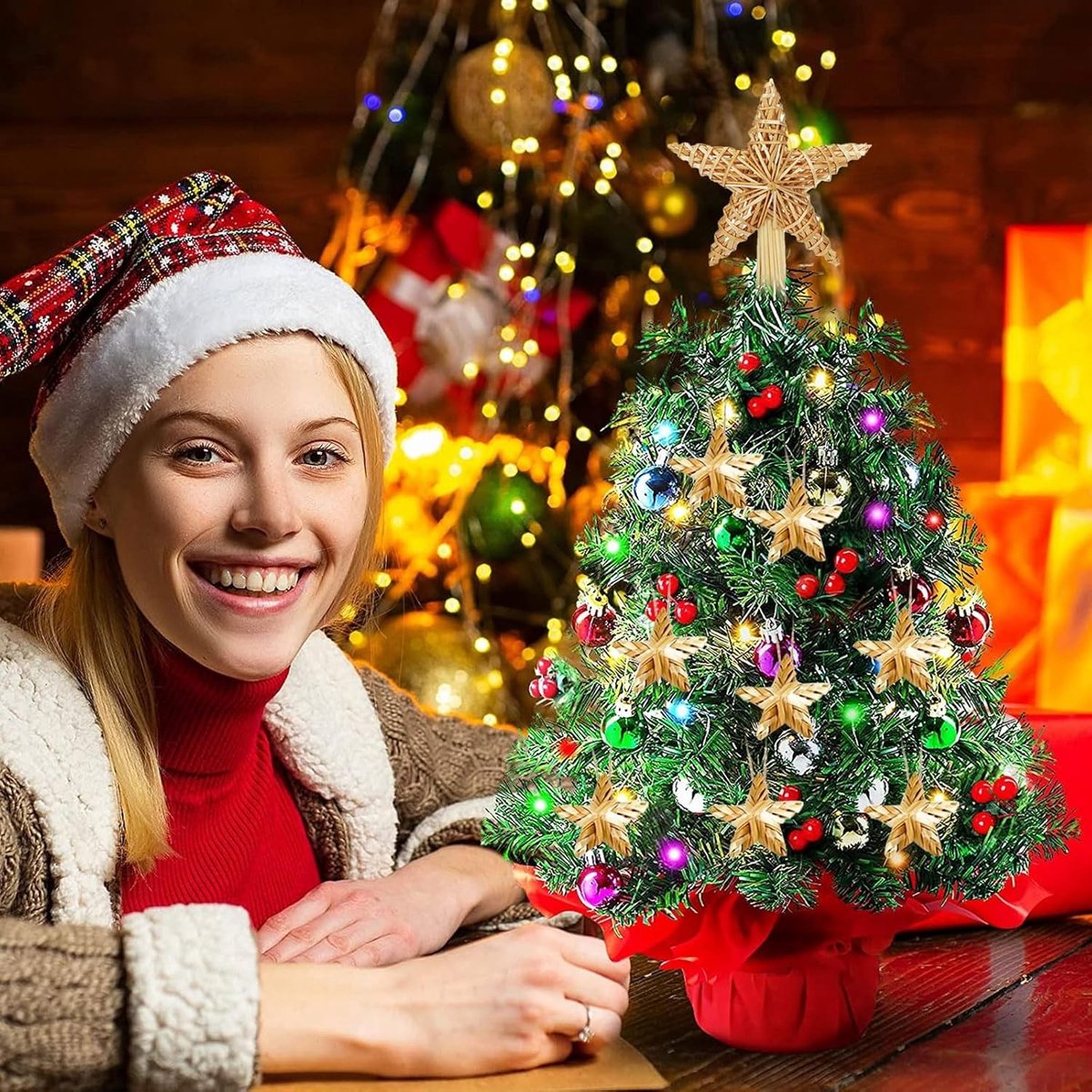 Grote Stro Ster voor de Top van de Kerstboom, Handgemaakte Kerstboomdecoratie, Perfect voor Elke Grootte Kerstboom, Feestelijke Versiering voor de Kerstperiode – foto 4