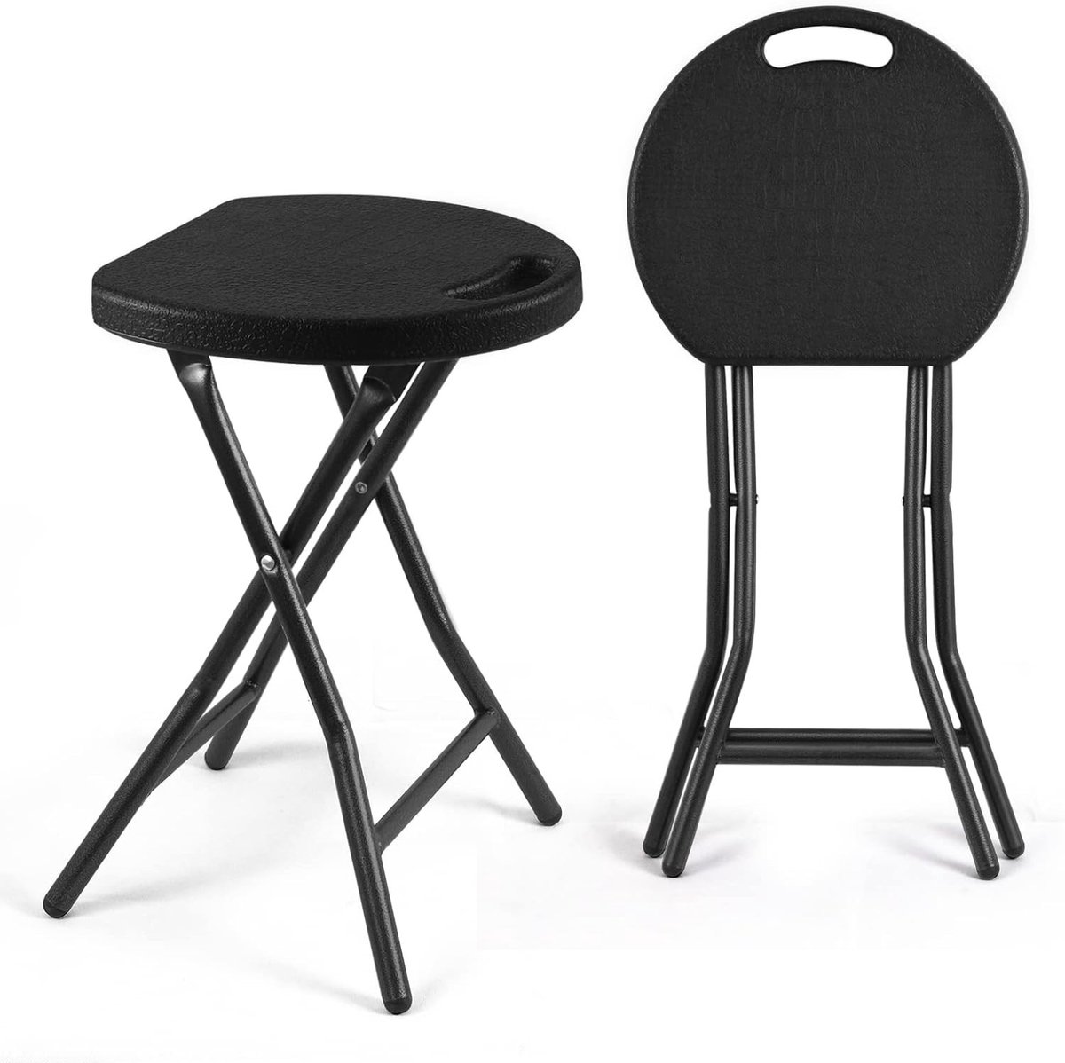 Opvouwbare Krukken Set van Twee, Lichtgewicht Metalen en Plastic Krukken, 136kg Draagvermogen, Zwart, Ideaal voor Binnen en Buitengebruik