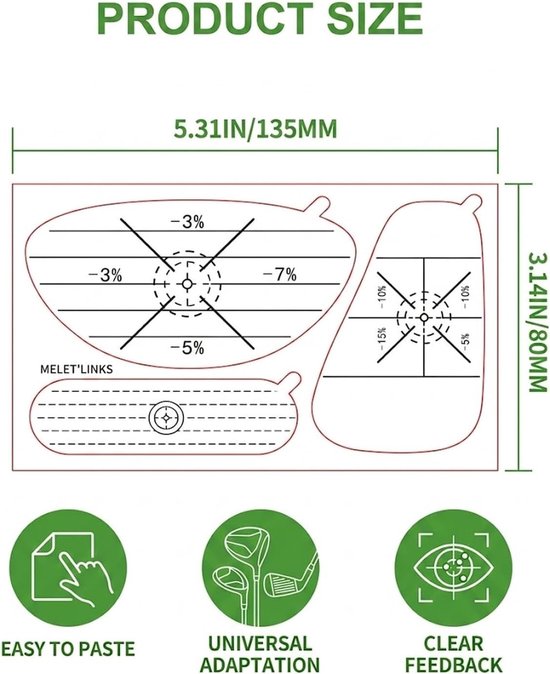 Impact Tape voor Golfclubs - 90 Stuks voor Swing- en Sweet Spot Analyse van IJzers, Drivers en Putters. Verbeter je Slag en Precisie. — afbeelding 5