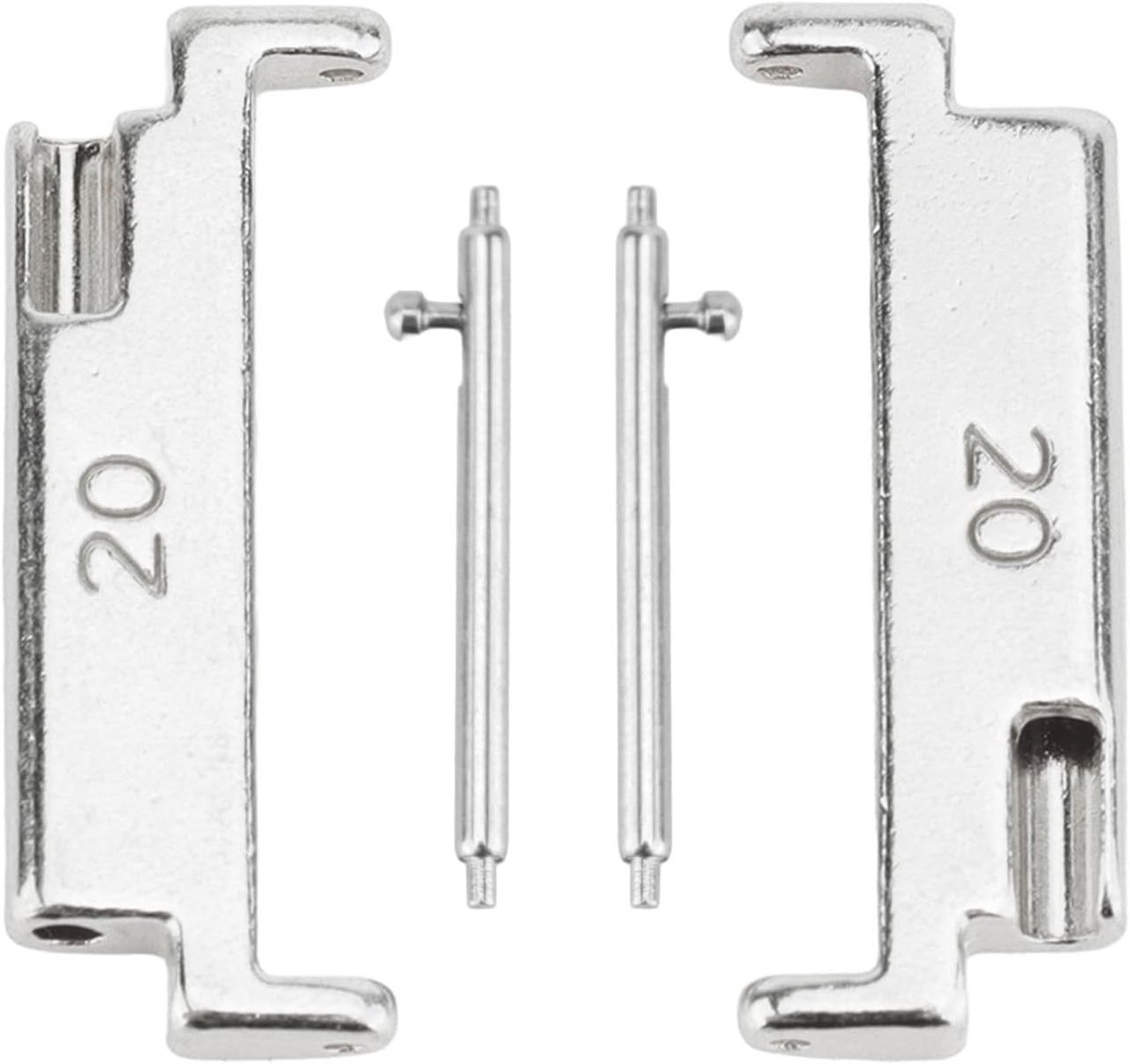 Metaal Horloge Band Adapter, 20 tot 22mm Verbinding voor Universele Horlogebanden met Veerpen Connector, Geschikt voor Vervanging van Horlogebanden