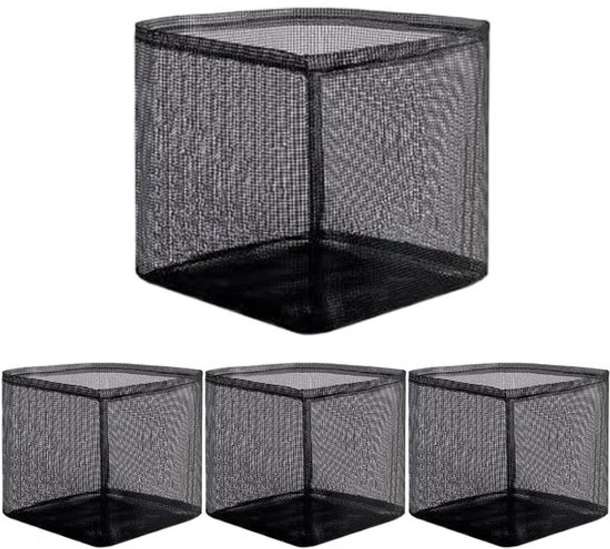 Plantenmanden Set - Vijvermand Waterplant - Waterplanten Kweken - Ademend Wortelsysteem - 4 Stuks - Zwart