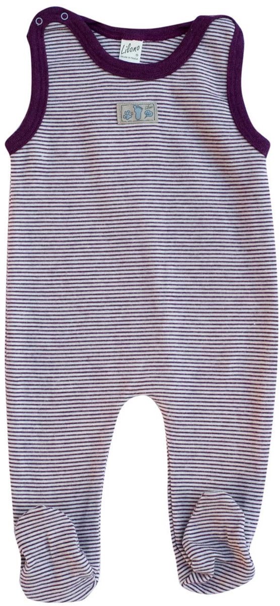 Merino Romper met Voet - 70% Wol en 30% Zijde - Berry/Nature