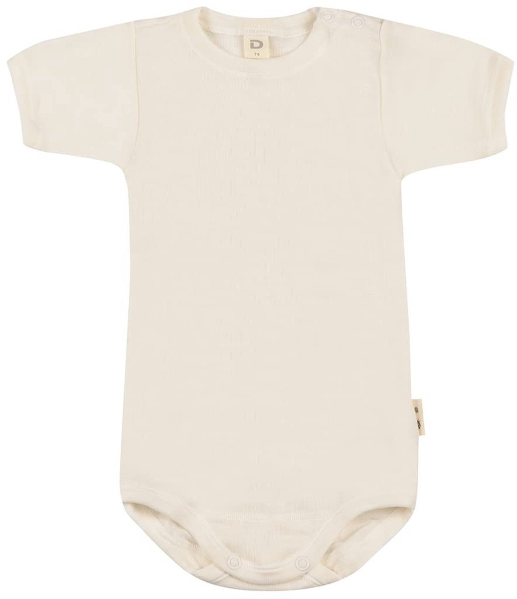 Korte Mouwen Baby Romper - Biologische Merino Wol en Zijde - Nature