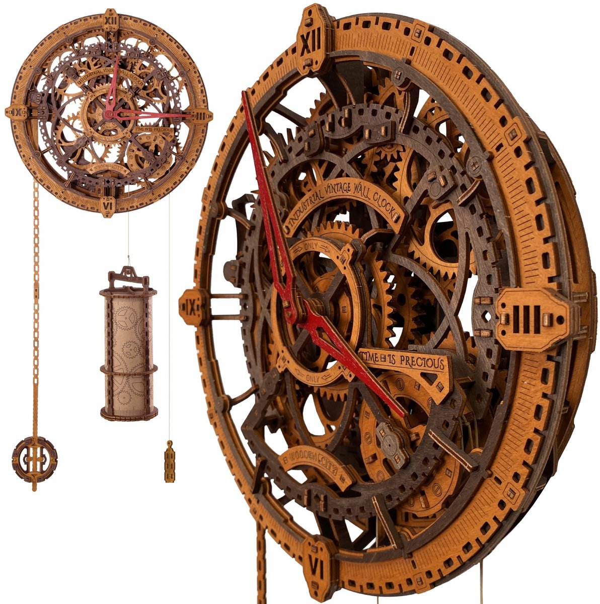 3D Houten Puzzel Klok - Mechanisch Model voor Volwassenen
