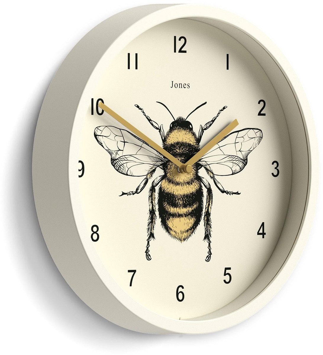 Wandklok met Bij Motief - Moderne Stijl - 25 cm - Crème