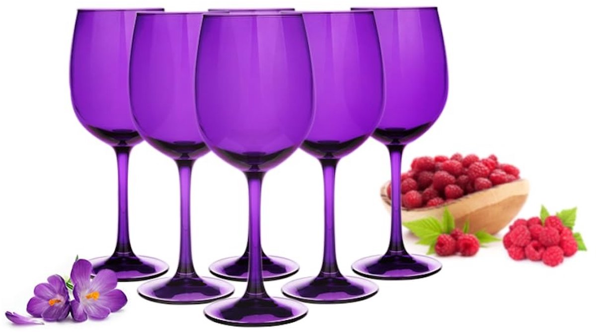 Set van 6 Wijnglazen - 300 ml in Paars