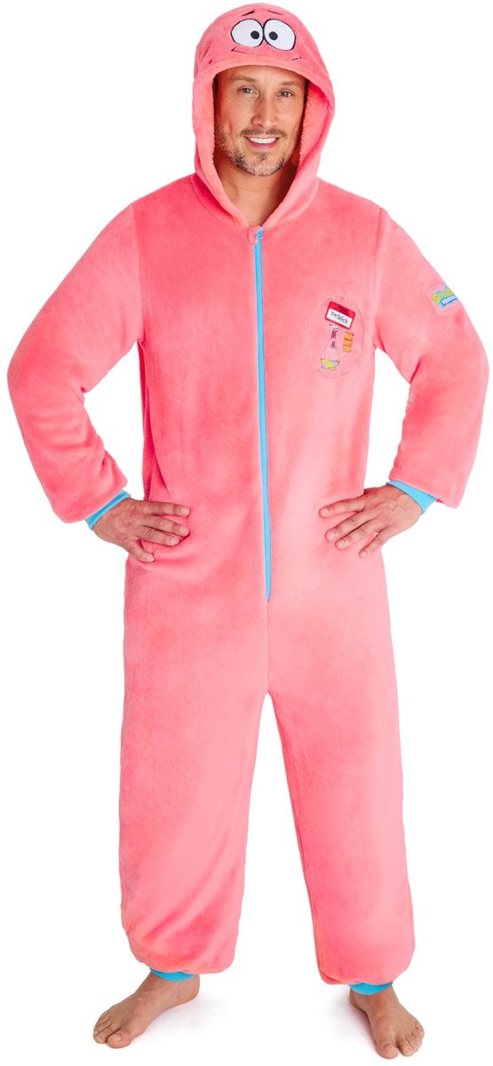 Fleece Jumpsuit met Kap voor Jongens en Mannen - SpongeBob Design - Roze
