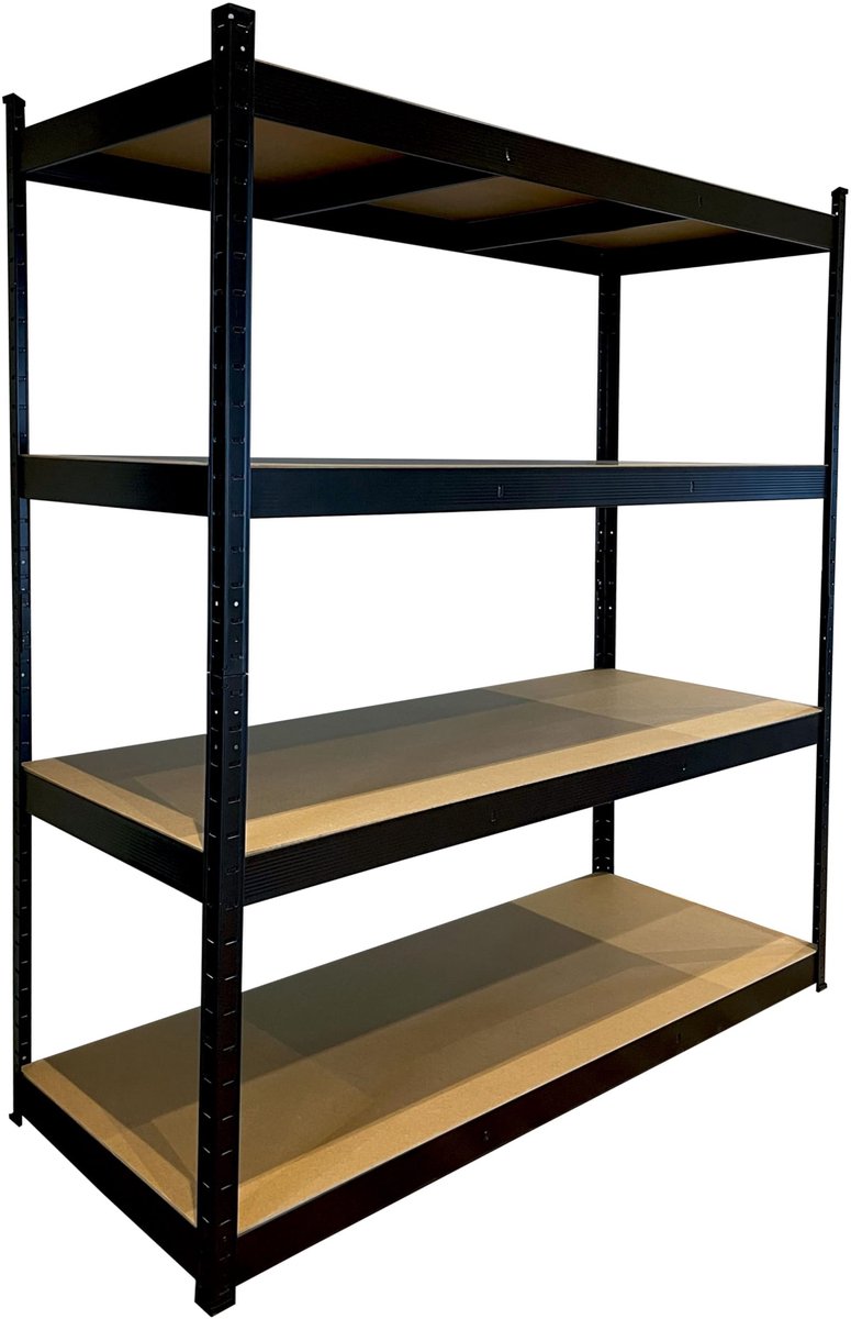 Zware Opbergrek 150 x 60 x 180 cm - 4 Planken - Zwart