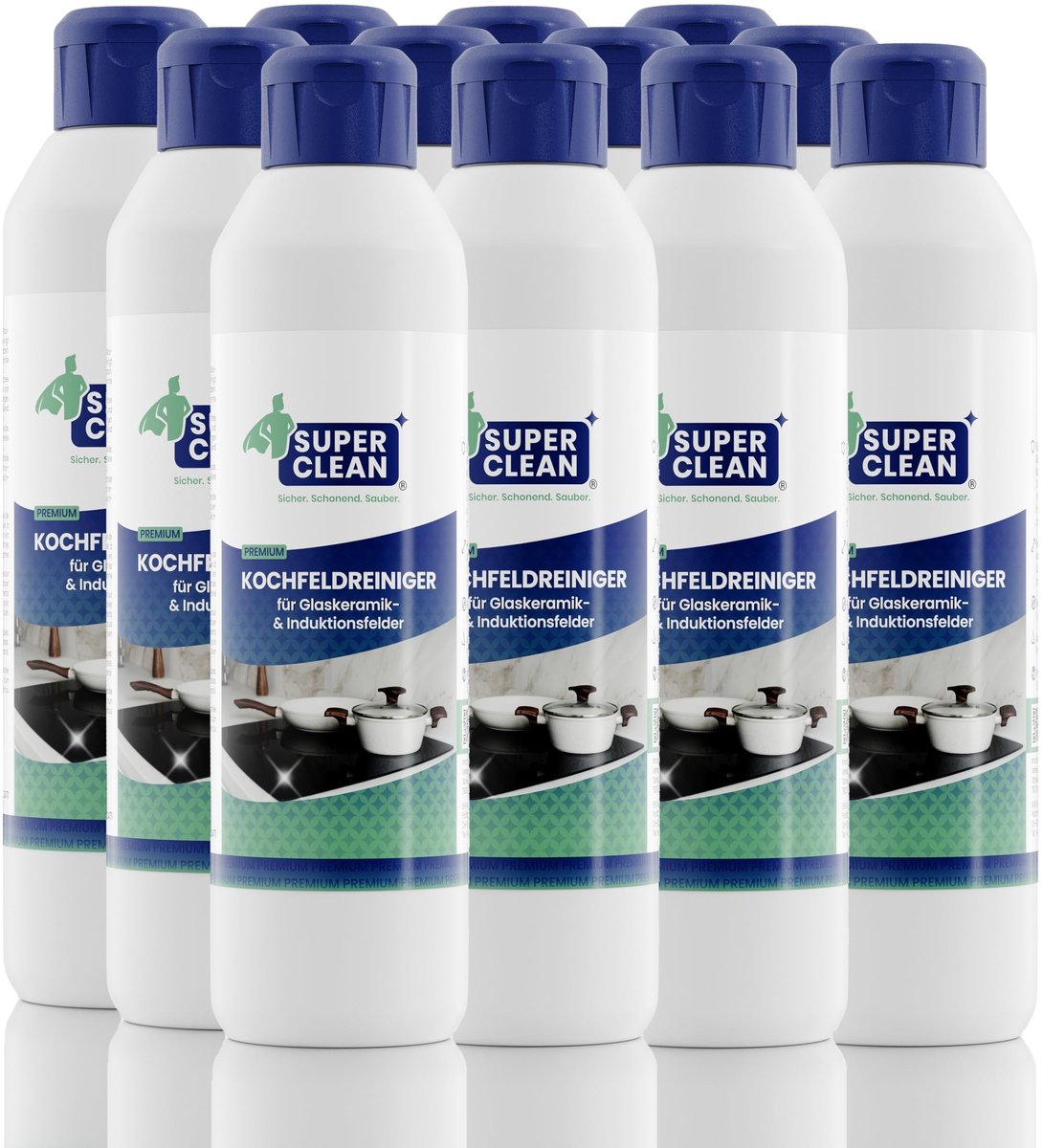 Kookplaatreiniger voor glas-keramische en inductiekookplaten - 12 x 250 ml
